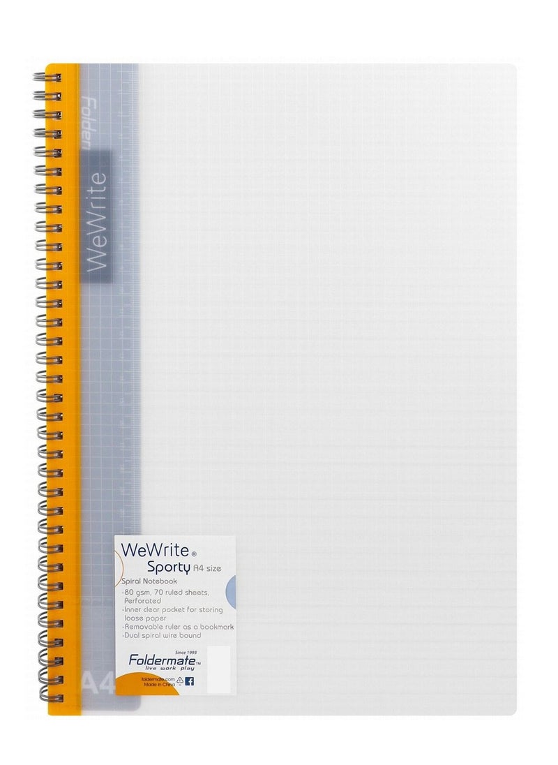 WeWrite Sporty A4 White & Orange Spiral Ruled Notebook with Ruler - pzsku/ZECBAB92FF965F8ABEFE2Z/45/_/1698509541/91655b21-5647-4a7d-a690-75820045ba4d