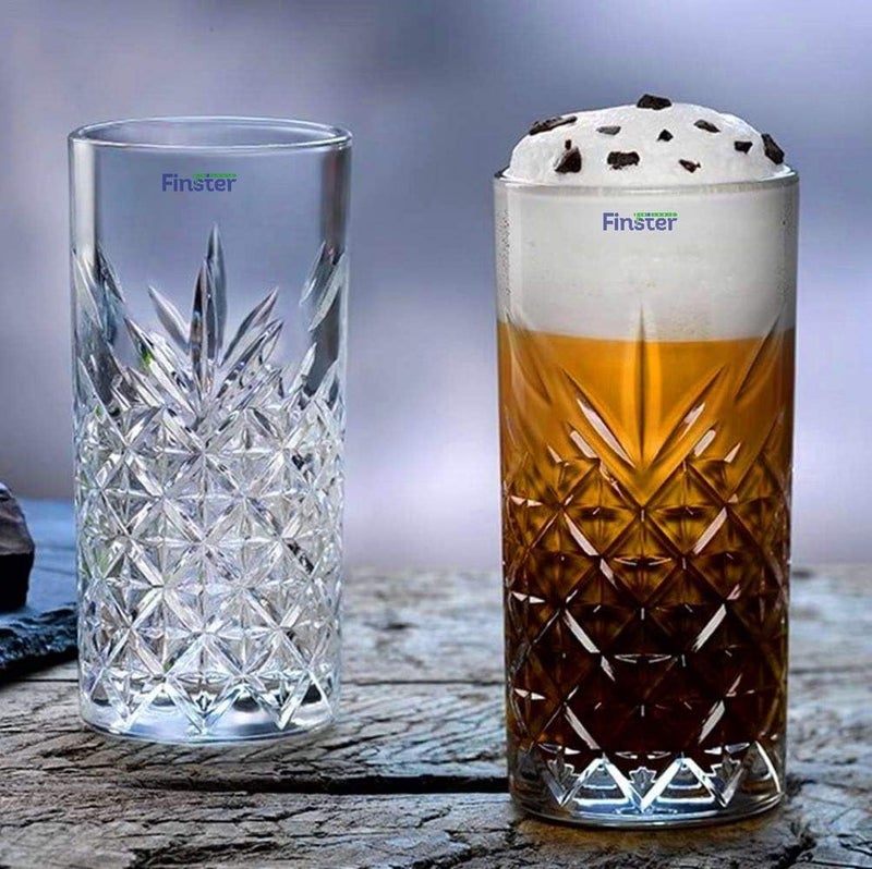 FINSTER Glass European WaterJuice Glasses Set of 12 Pcs 300ml Transparent Tall Drinking Glass for Cooldrink Mojito Cocktail LeadFree Perfect for Home Restaurants and Parties - Image 1