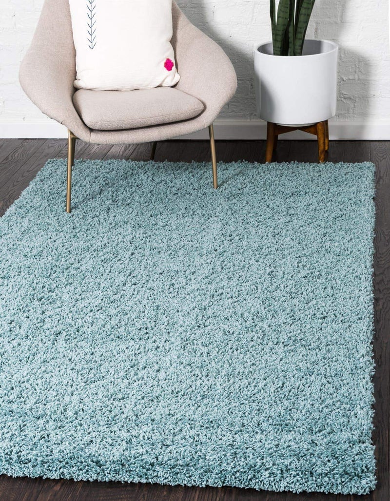 Unique Loom Solid Shag Collection Area Rug 2 2 x 3 1 Rectangle Light Slate Blue