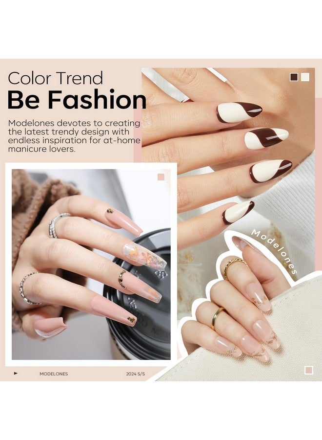 Modelones Nude Gel Nail Polish Set -6 Colors Neutral Milky White Pink Brown Gel Polish Kit Skin Tones Soak Off Gel Nail Kit Manicure DIY at Home Nail Art Salon Gift - Image 3
