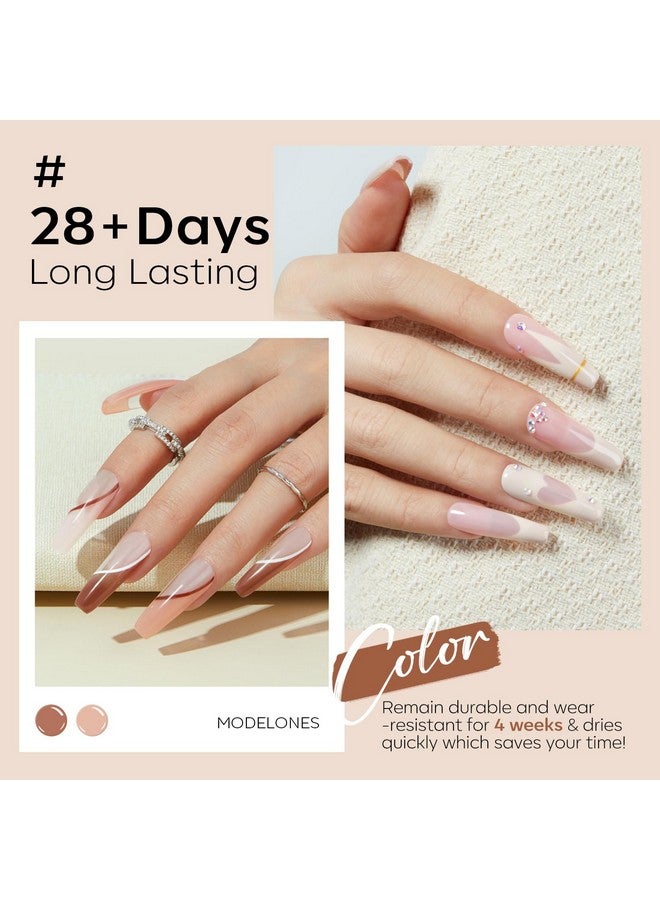 Modelones Nude Gel Nail Polish Set -6 Colors Neutral Milky White Pink Brown Gel Polish Kit Skin Tones Soak Off Gel Nail Kit Manicure DIY at Home Nail Art Salon Gift - Image 4