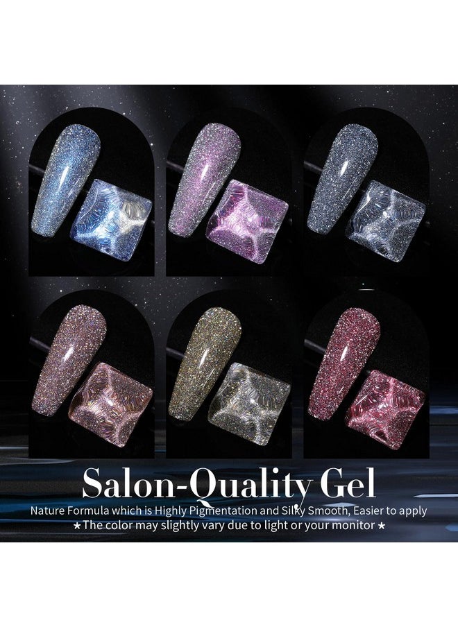 Born Pretty - Born Pretty Reflective Glitter Gel Polish Christmas Gold Silver Glitter Sparkly Shiny Disco DJ LED Gel Nail Polish Nail Varnish 6PCS 7ML - Image 1