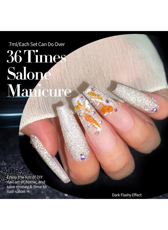 Born Pretty - Born Pretty Reflective Glitter Gel Polish Christmas Gold Silver Glitter Sparkly Shiny Disco DJ LED Gel Nail Polish Nail Varnish 6PCS 7ML - Image 1