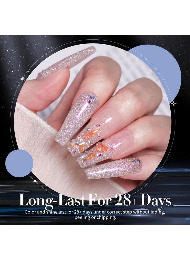Born Pretty - Born Pretty Reflective Glitter Gel Polish Christmas Gold Silver Glitter Sparkly Shiny Disco DJ LED Gel Nail Polish Nail Varnish 6PCS 7ML - Image 1