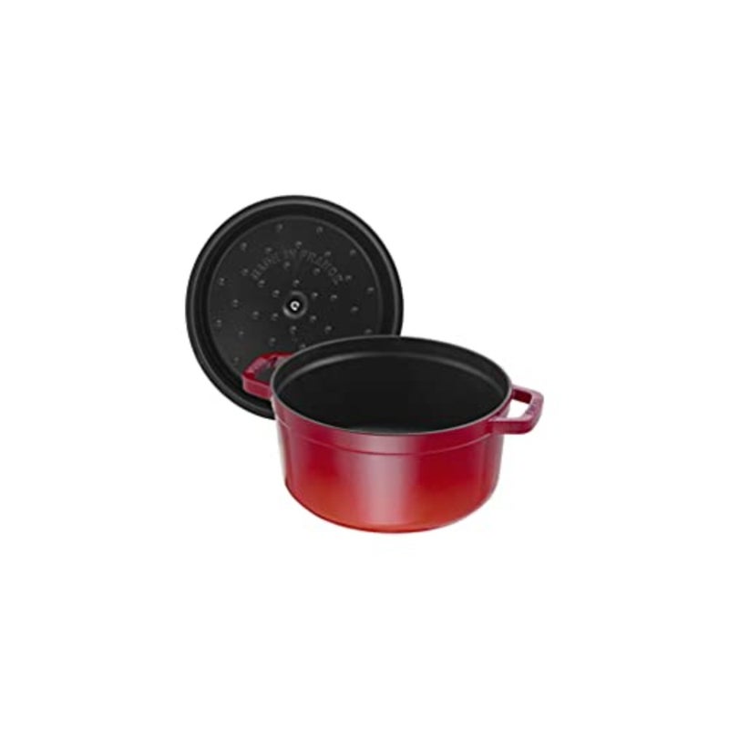 Cocotte Round 18cm Cherry: ideal for stovetop-to-table cooking, enameled cast iron, vibrant cherry red, scratch-resistant glossy finish - Image 3