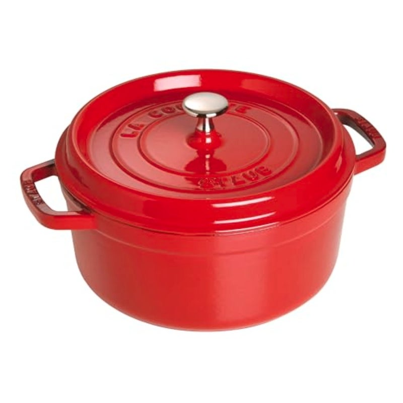 Cocotte Round 18cm Cherry: ideal for stovetop-to-table cooking, enameled cast iron, vibrant cherry red, scratch-resistant glossy finish - Image 1
