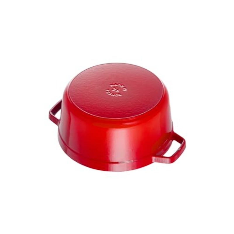 Cocotte Round 18cm Cherry: ideal for stovetop-to-table cooking, enameled cast iron, vibrant cherry red, scratch-resistant glossy finish - Image 4
