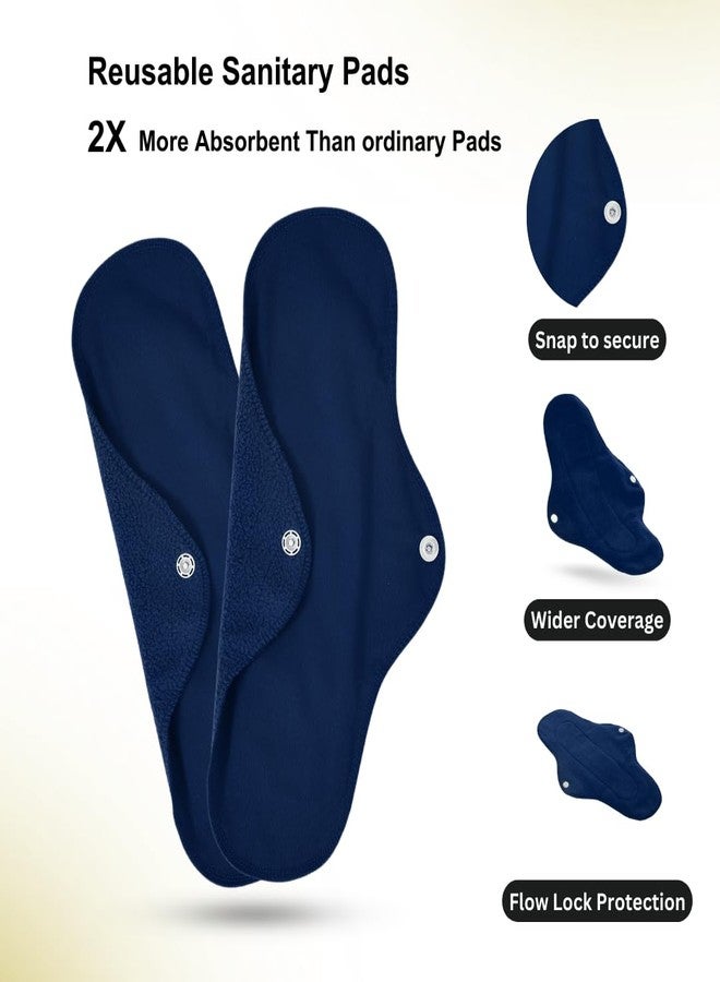 CareDone NavyBlue Reusable Cotton Sanitary Pad Cloth I Washable Cloth Pads I Soft and Breathable Fabric | Super Absorbent Ultra Soft Cotton Rash Free Pads For Women. (4 Count- NavyBlue Reusable Pads) - Image 3
