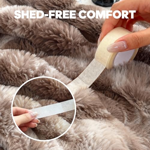 Fruaros Luxury 1000GSM Faux Rabbit Fur Throw Blanket, Tie-Dye Brown, Ultra Soft Plush 3D Bubble Design, Reversible Mink Brown Blanket for Couch, Sofa, Bed & Living Room, 50"x60", Gift for Women & Family - Image 5