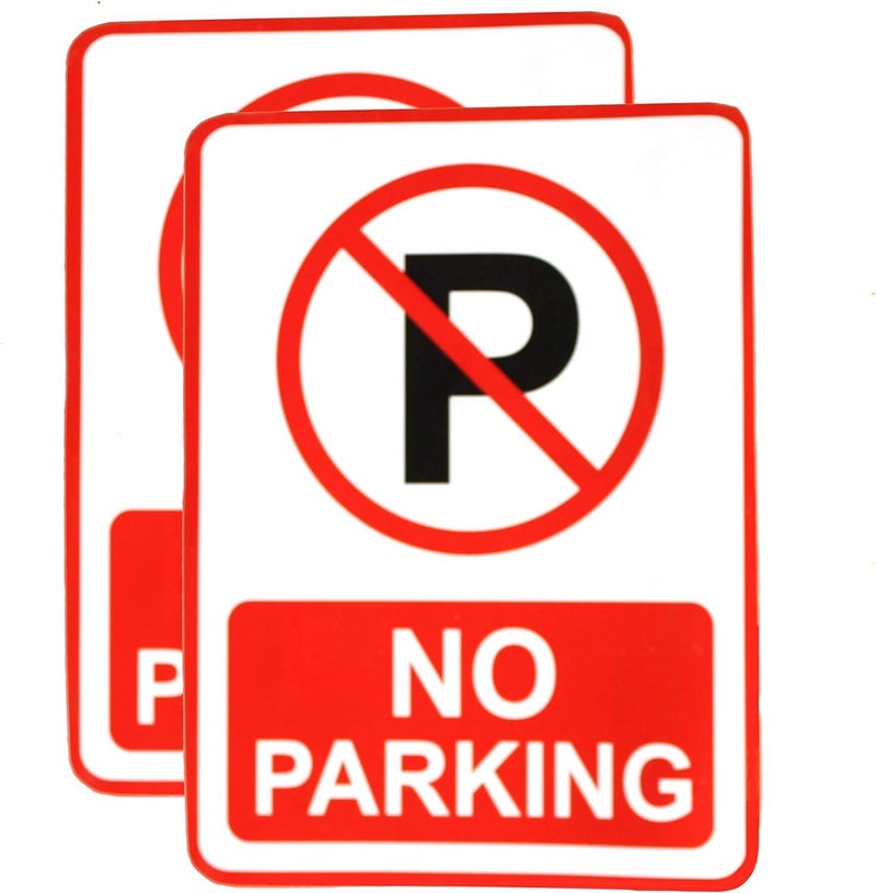 ARS ''No Parking'' Sign Red & White Sticker Decal - Easy to Mount Weather Resistant Long Lasting Ink (Size -7.5"x5.5")