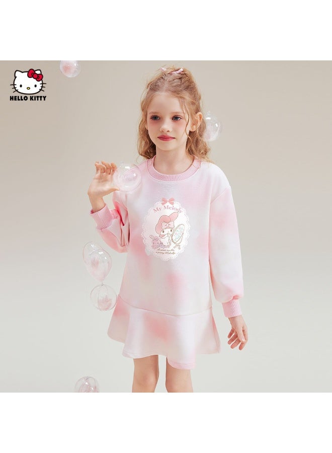 هالو كيتي مرحبا كيتي الفتيات سترة تنورة منتصف طول النمط الغربي الأطفال بأكمام طويلة فتاة جديدة بلوزة اللباس - Image 1
