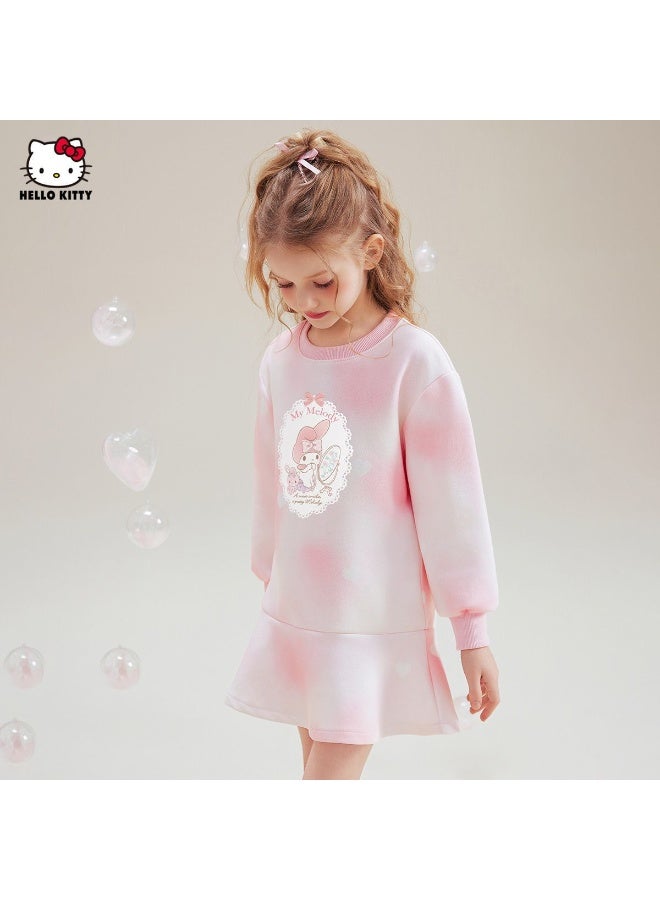هالو كيتي مرحبا كيتي الفتيات سترة تنورة منتصف طول النمط الغربي الأطفال بأكمام طويلة فتاة جديدة بلوزة اللباس - Image 2
