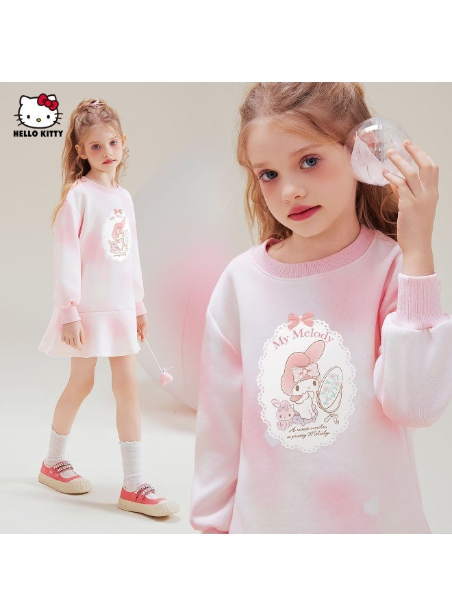 هالو كيتي مرحبا كيتي الفتيات سترة تنورة منتصف طول النمط الغربي الأطفال بأكمام طويلة فتاة جديدة بلوزة اللباس - Image 4