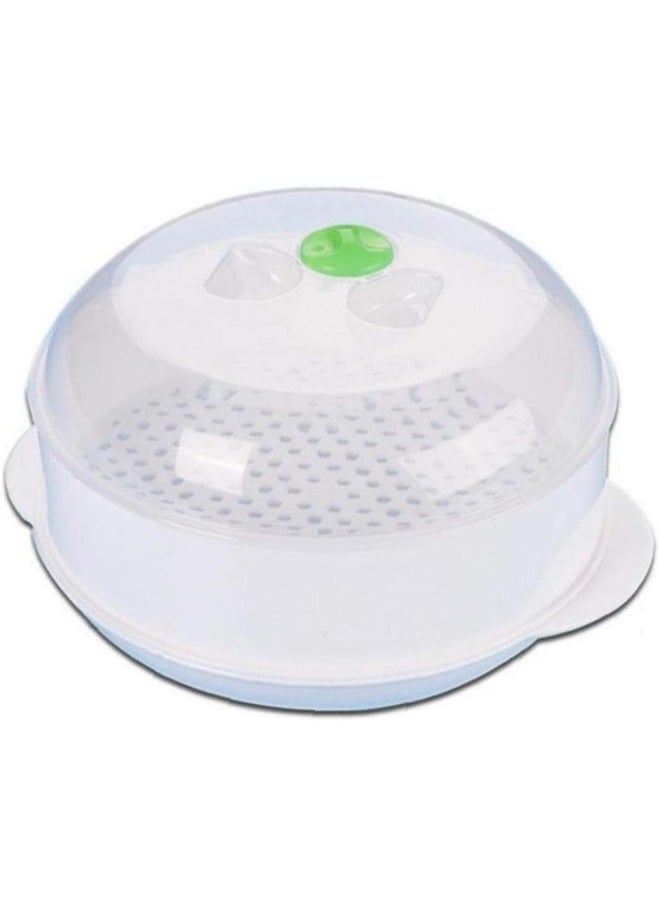 silvercnc 1pc Microwave Steamer Round Plastic Microwave Rice Vegetable Steamer Heatresistant Vegetable Rice Cooking Pot Singlelayer Oven Steamer  - Image 1