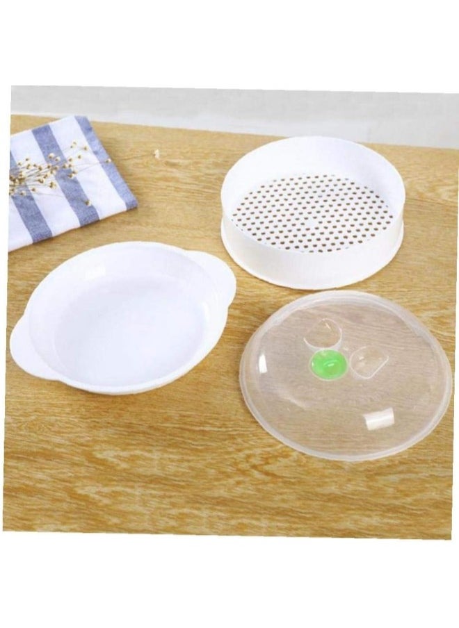 silvercnc 1pc Microwave Steamer Round Plastic Microwave Rice Vegetable Steamer Heatresistant Vegetable Rice Cooking Pot Singlelayer Oven Steamer  - Image 3