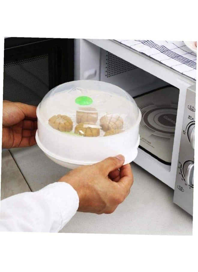 silvercnc 1pc Microwave Steamer Round Plastic Microwave Rice Vegetable Steamer Heatresistant Vegetable Rice Cooking Pot Singlelayer Oven Steamer  - Image 2