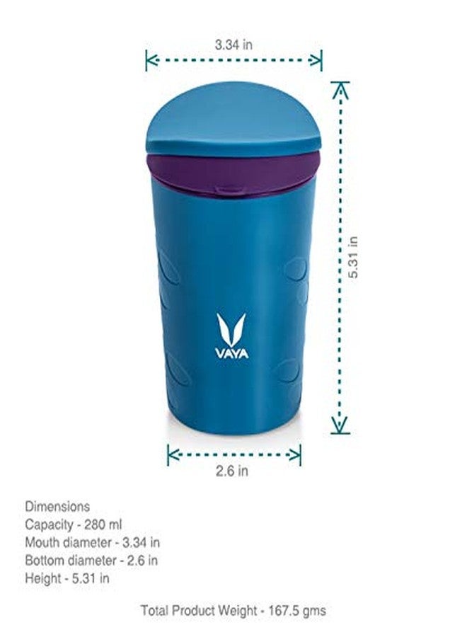 VAYA DRYNK Kids Waterbottle with Spill Proof PediaSafe Lid and Straw-Less Silicone Spout, Sippy Cup for Babies, 280 ml, Color - Blue - Image 3