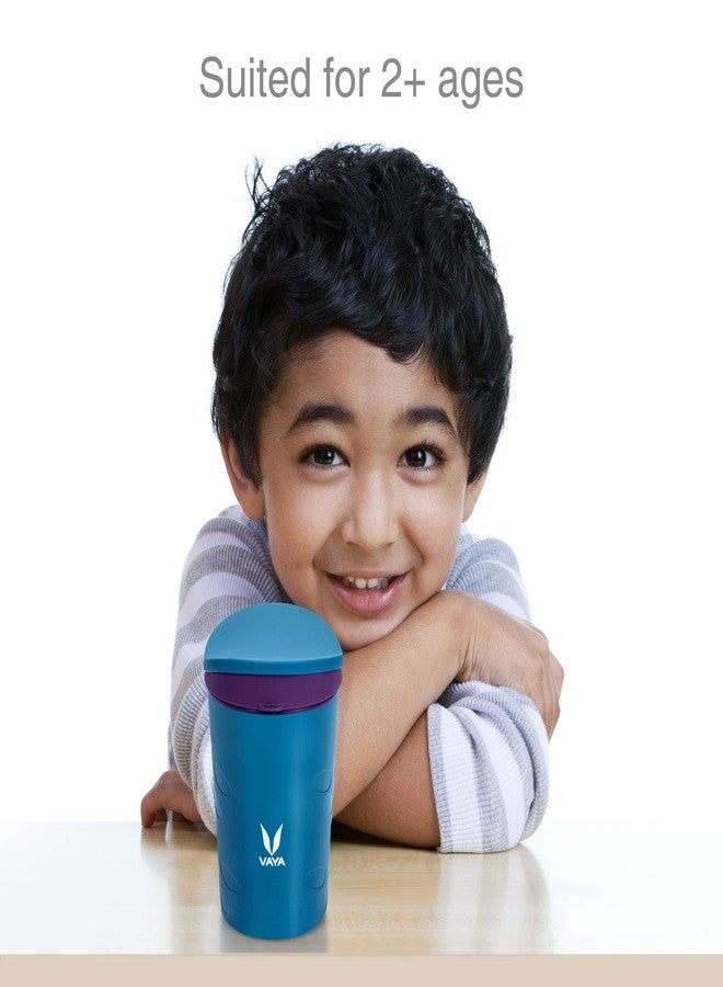 VAYA DRYNK Kids Waterbottle with Spill Proof PediaSafe Lid and Straw-Less Silicone Spout, Sippy Cup for Babies, 280 ml, Color - Blue - Image 2