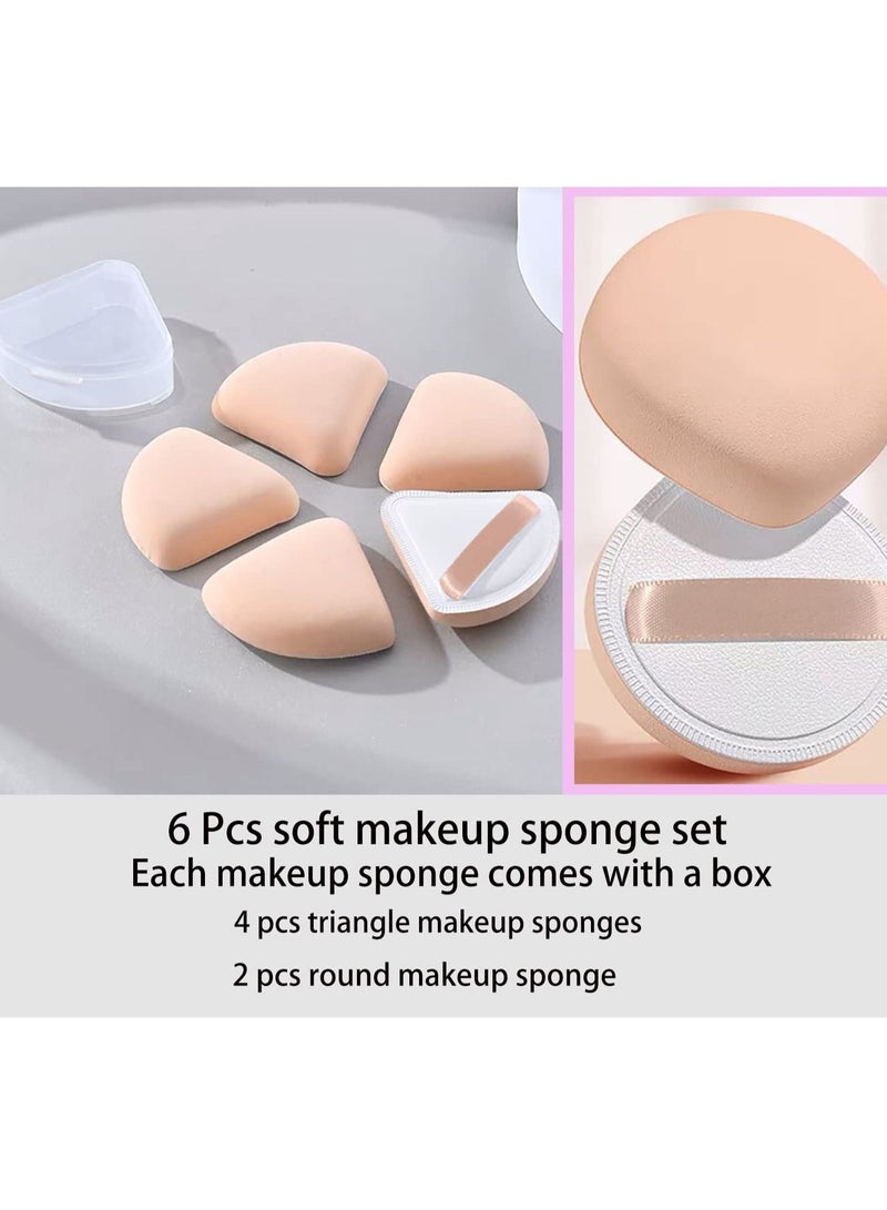 NIBEMINENT Makeup Sponge Set, Beauty Blender with Case, Triangular and Round Cushion for Liquid Blending Foundation, Powder, Cream, Concealer, Perfect Application (6 PCS)  - Image 4