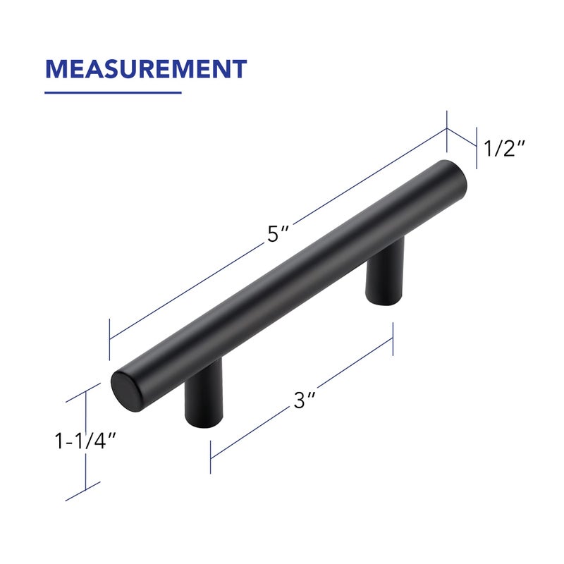 Ravinte Hardware 10 Pack Cabinet Handles with 3 Inch (76mm) Hole Center Matte Black Cabinet Pulls Stainless Steel Drawer Pulls, Kitchen Knobs for Dresser Drawer, 5 Inch Overall Length - Image 2