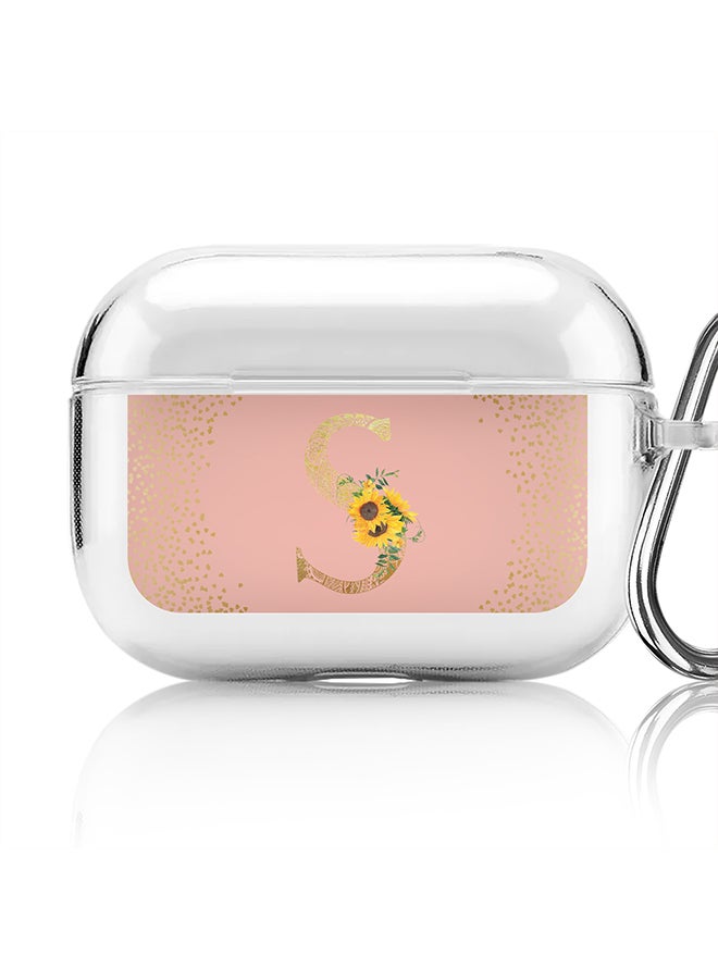 Stylizedd Classic Clear printed Case for Apple AirPods Pro 2nd Generation Thin Transparent Cover - Custom Monogram Initial Letter Mandala Floral Pattern Alphabet - S (Rose Pink ) - Image 1