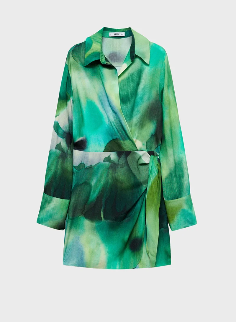 مانجو Printed Bow Dress
