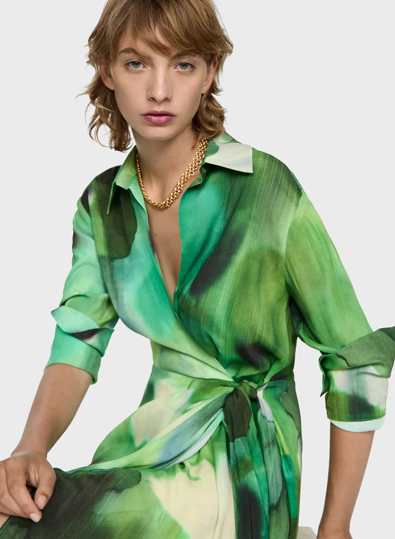مانجو Printed Bow Dress