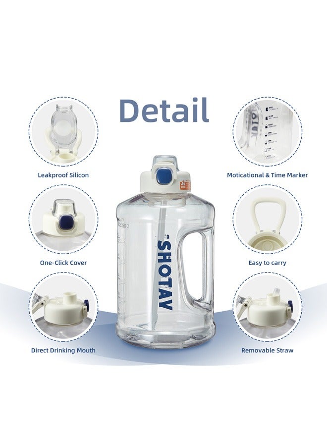 شوتاي زجاجة مياه رياضية سعة 1.5 لتر من شوتاي، نصف جالون تحفيزية مع ماصة قابلة للازالة بعلامات زمنية قابلة للازالة، خالية من البيسفينول ايه ومضادة للتسرب، ابريق ماء كبير للياقة البدنية وصالة الالعاب الرياضية - Image 3