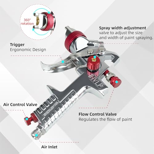 ZHUITU HVLP Air Spray Gun with 14172mm Nozzles Air Compressor Regulator Paint Gun Kit 1000cc Capacity Cup Air Spray Paint Gun for Car Primer PaintingFurniture SprayingWall PaintingBase Coatings - Image 3
