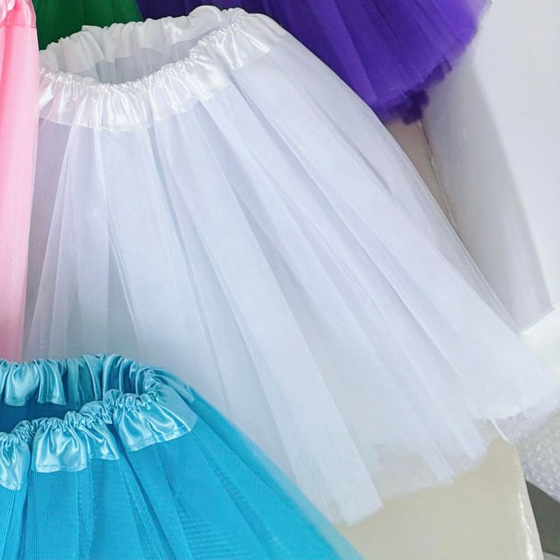 BGFKS Girls 3 Layered Tulle Tutu Skirt with Lining,Princess Ballet Dance Dress for Girls. White - Image 3