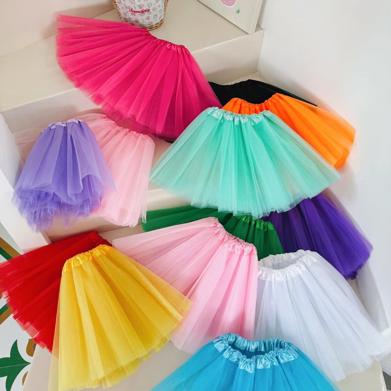 BGFKS Girls 3 Layered Tulle Tutu Skirt with Lining,Princess Ballet Dance Dress for Girls. White - Image 5