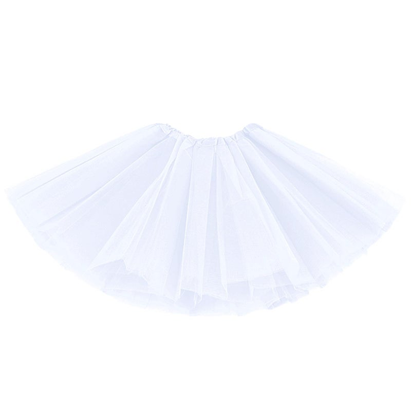 BGFKS Girls 3 Layered Tulle Tutu Skirt with Lining,Princess Ballet Dance Dress for Girls. White - Image 1