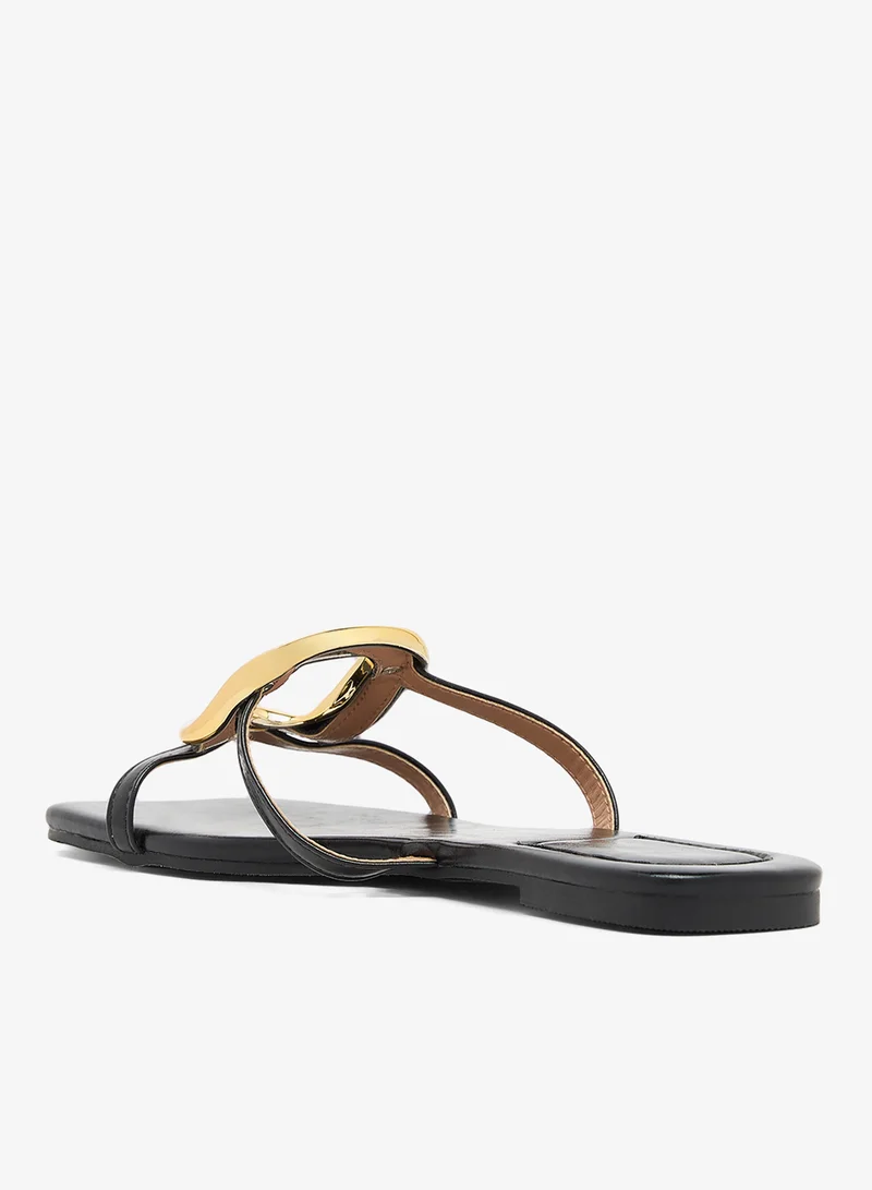 Ella  Gold Buckle Statement Flat Sandals for Women | Best Price UAE