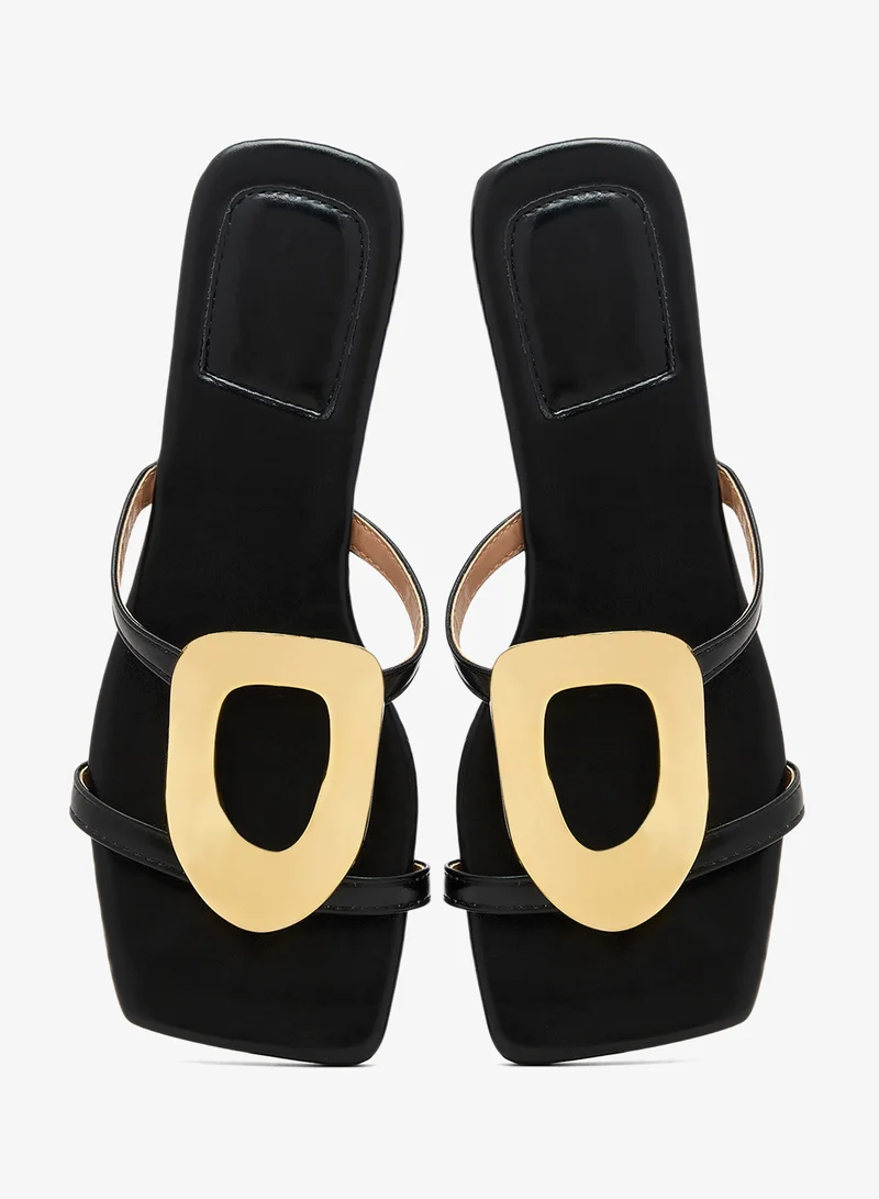 Ella  Gold Buckle Statement Flat Sandals for Women | Best Price UAE