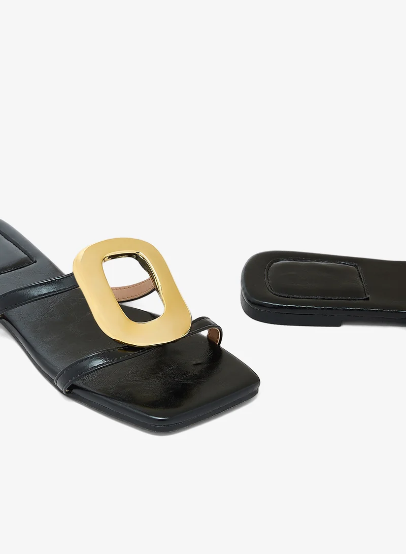Ella  Gold Buckle Statement Flat Sandals for Women | Best Price UAE