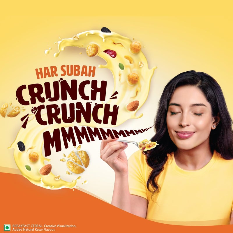 Saffola Muesli Kesar Crunch with Flavour Pops, 700 gm | 15 in 1 Fruit and Nuts, Seeds, Millet & more | Cereals for breakfast rich in wholegrain, protein, fibre - Image 3