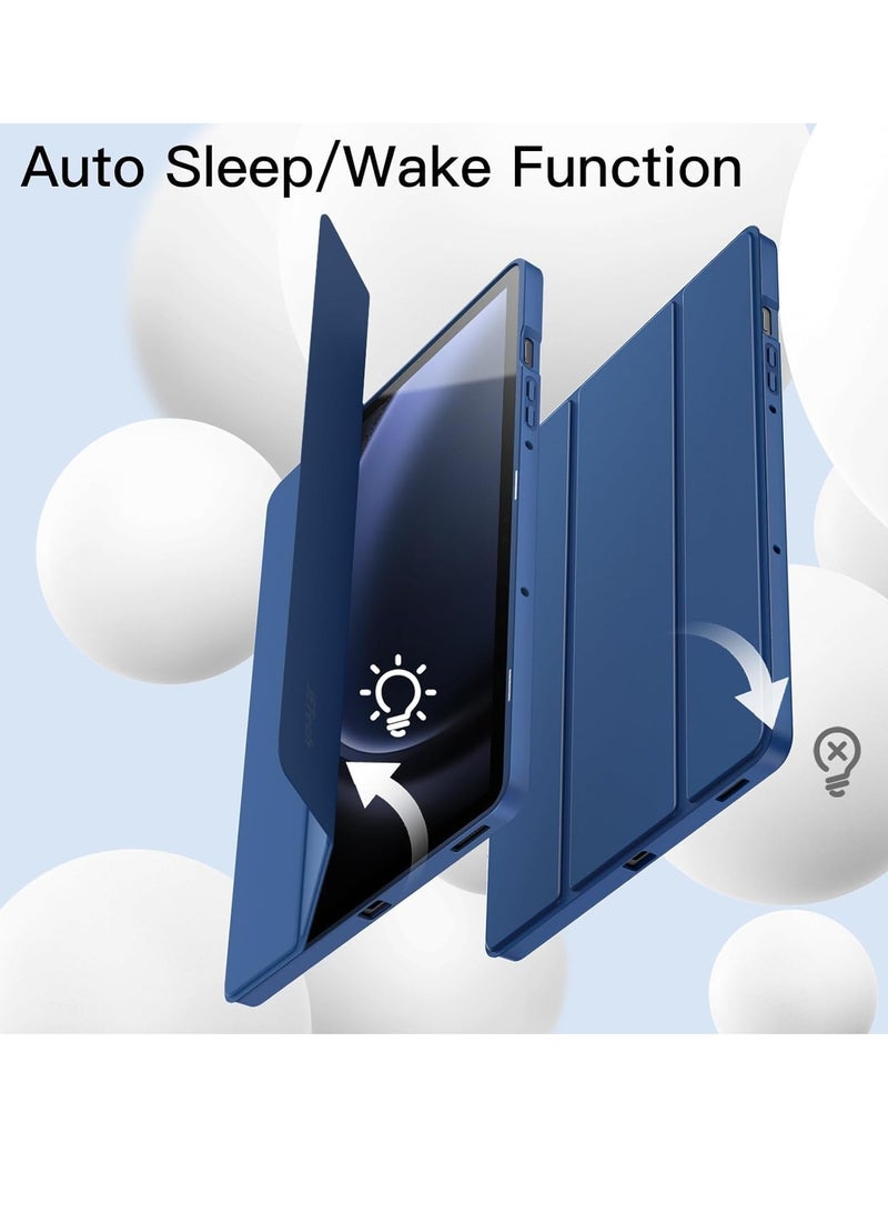 DUSALA Case for Tab S9 FE 10.9-Inch with S Pen Holder - Soft TPU Tri-Fold Stand Protective Tablet Cover, Supports S Pen Charging, Auto Wake/Sleep - Navy Blue - Image 4