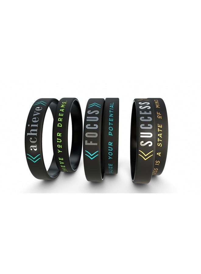 Inkstone 6-pack - Success, Achieve, Focus - Motivational Silicone Wristbands with Inspirational Messages - Adult Unisex Size for Men Women Teens - Image 2