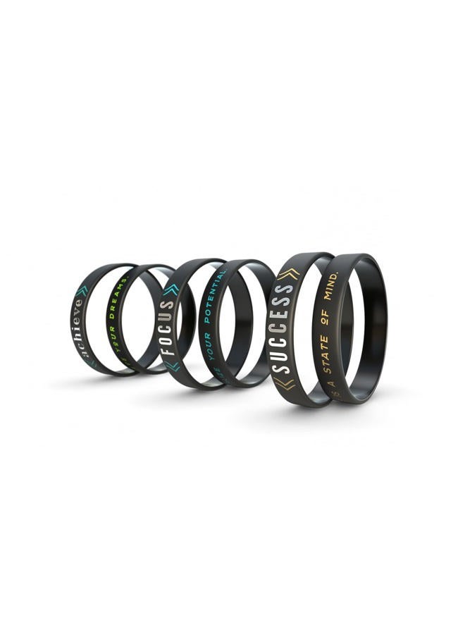 Inkstone 6-pack - Success, Achieve, Focus - Motivational Silicone Wristbands with Inspirational Messages - Adult Unisex Size for Men Women Teens - Image 3