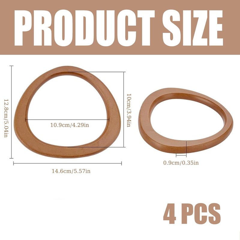 4 PCS D-shaped wooden handles – DIY bag accessories for hand-woven beach bags and other bags - Image 2