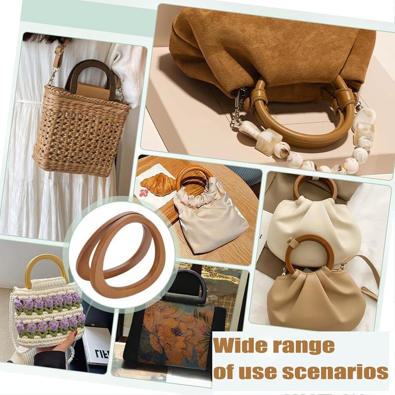 4 PCS D-shaped wooden handles – DIY bag accessories for hand-woven beach bags and other bags - Image 3