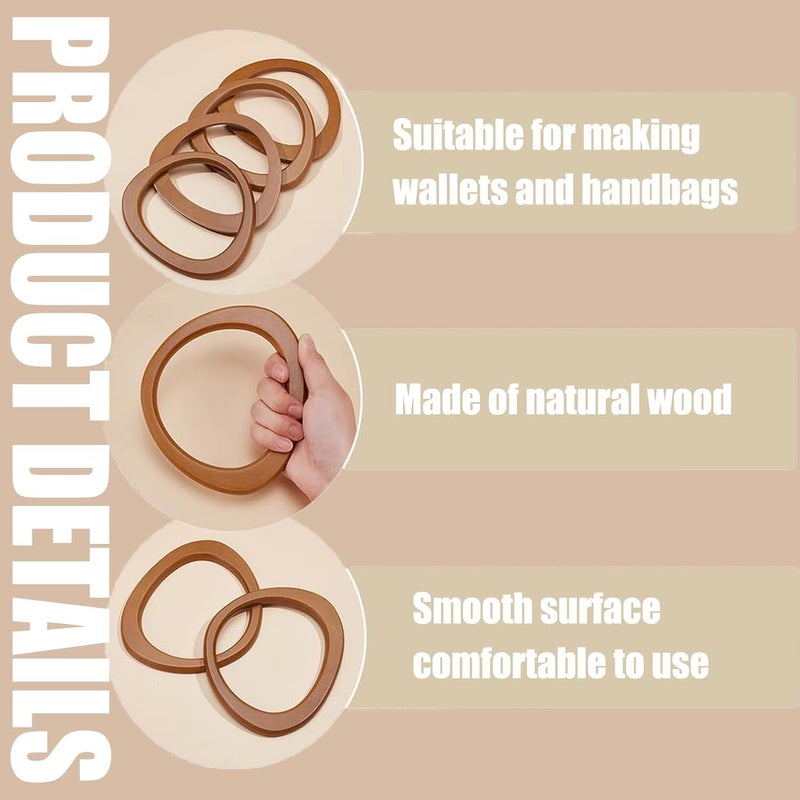 4 PCS D-shaped wooden handles – DIY bag accessories for hand-woven beach bags and other bags - Image 4
