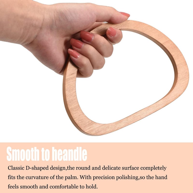 4 PCS D-shaped wooden handles – DIY bag accessories for hand-woven beach bags and other bags - Image 5