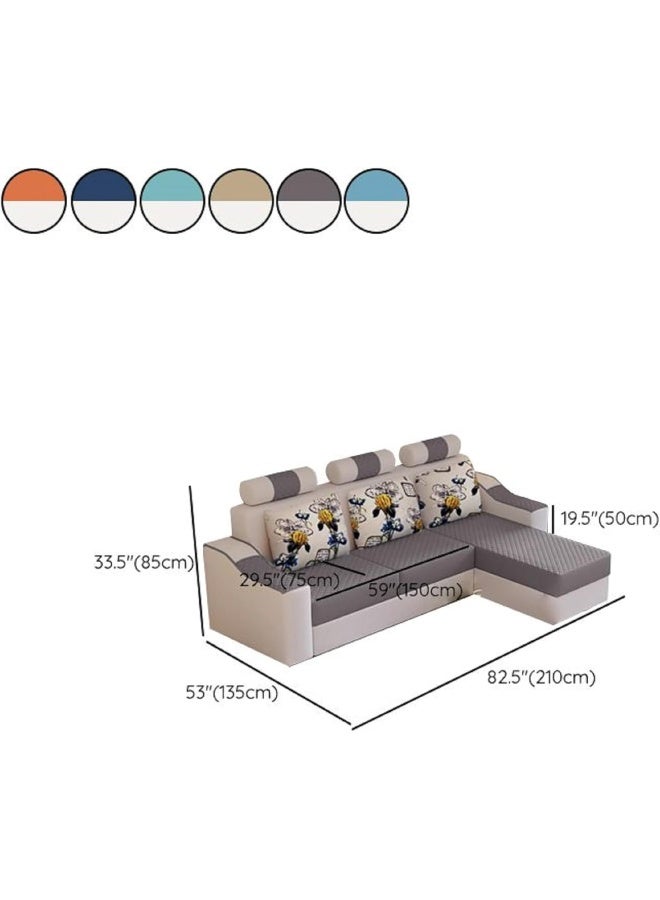 Generic Cozy L-Shaped Corner Sectional Sofa with Sleek Sloped Arms and Modern Design (Beige/Light Brown, LEFT BED)  - Image 2