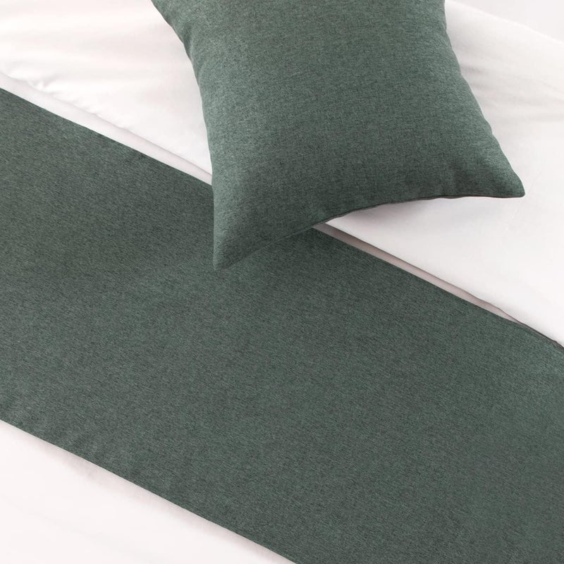 AMBERIS Bed Runner Blue-Green, Imitation Linen Decorative Bed Scarf for Home Hotel - Image 3