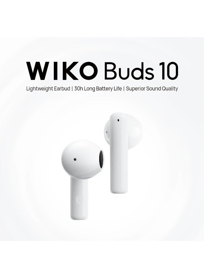 WIKO Buds 10 - White - 30 Hours Total Playback - Dual Mic ENC - Image 1