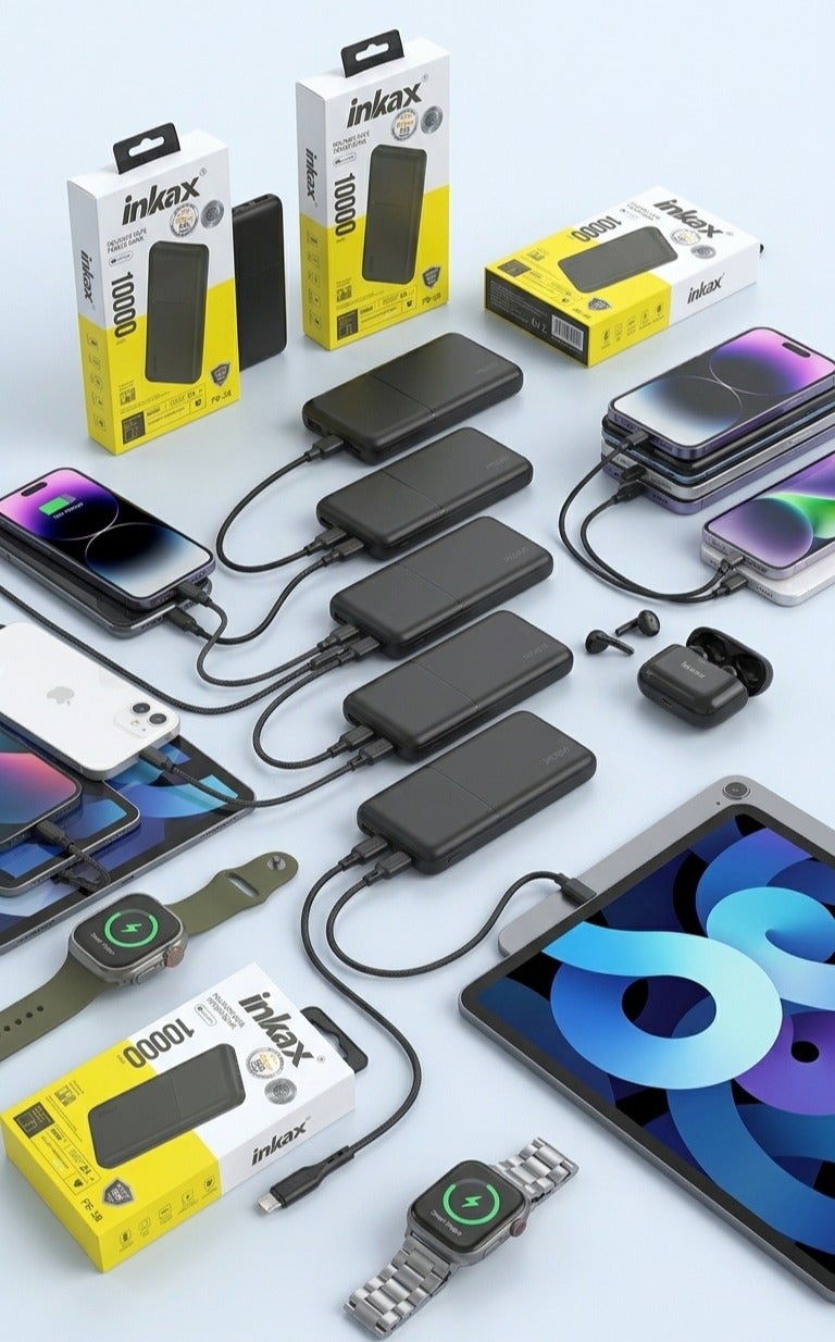 إنكاكس بنك الطاقة المحمول Inkax PB-28، سعة عالية 10000 مللي أمبير، مخرج USB مزدوج، حماية بشريحة ذكية - Image 2