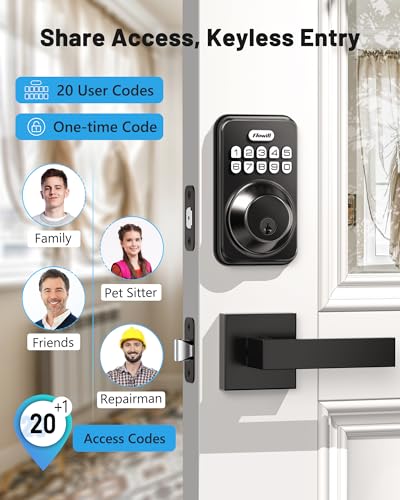 Zowill Keyless Entry Door Lock with 2 Lever Handles, Zowill Electronic Keypad Deadbolt, Auto-Locking, Anti-Peeping Password, Digital Code Door Lock, Front Door Handle Sets, Matte Black - Image 2