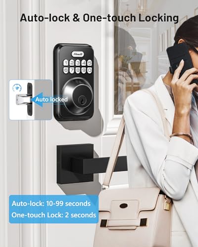 Zowill Keyless Entry Door Lock with 2 Lever Handles, Zowill Electronic Keypad Deadbolt, Auto-Locking, Anti-Peeping Password, Digital Code Door Lock, Front Door Handle Sets, Matte Black - Image 3