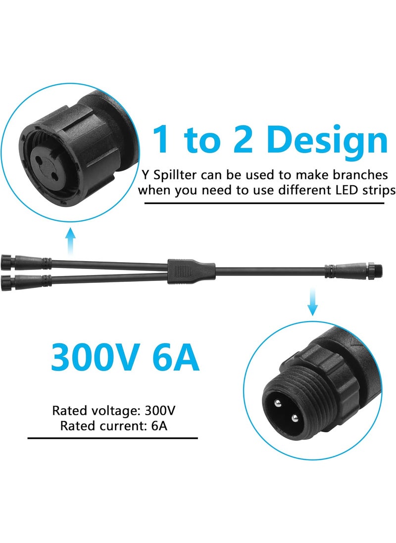 SinLoon SinLoon Small Size 2 Wire Waterproof Connector Y Splitter Cable M12 2 Pin Electrical 1 Male to 2 Female Extension Cable 18AWG IP68 for IndoorOutdoor LED Strip Lights50CM1 Male to 2 Female  - Image 4